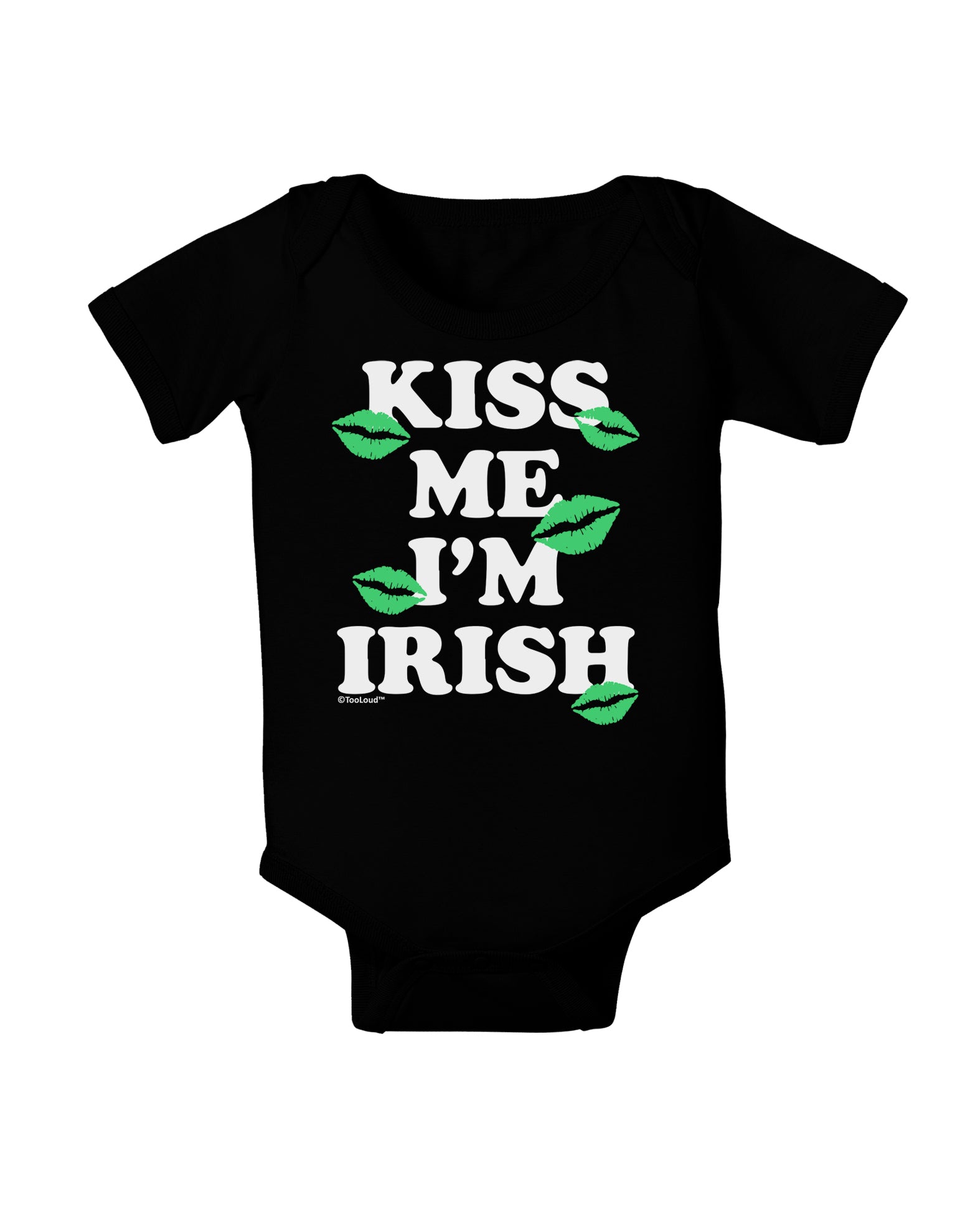 Kiss Me I'm Irish - Green Kisses Baby Bodysuit Dark by TooLoud-Baby & Toddler Clothing-TooLoud-Black-06-Months-Davson Sales