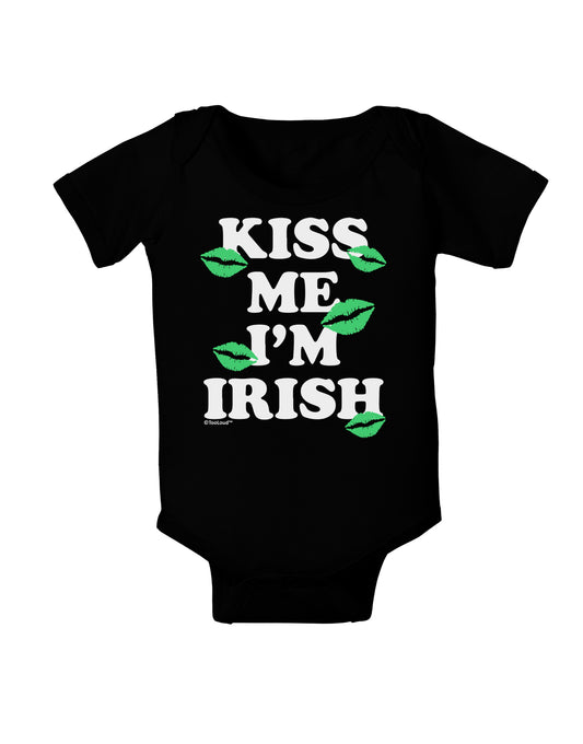 Kiss Me I'm Irish - Green Kisses Baby Bodysuit Dark by TooLoud-Baby & Toddler Clothing-TooLoud-Black-06-Months-Davson Sales