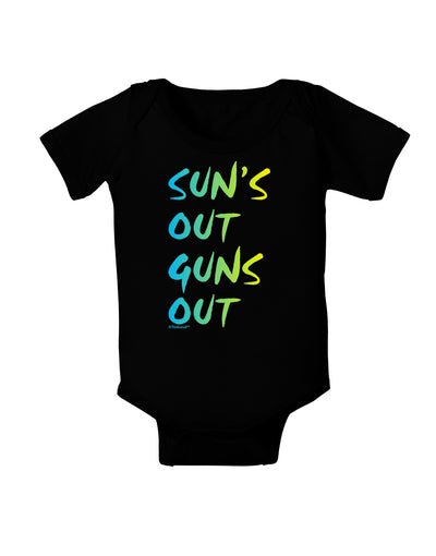 Suns Out Guns Out - Gradient Colors Baby Bodysuit Dark-Baby Romper-TooLoud-Black-06-Months-Davson Sales