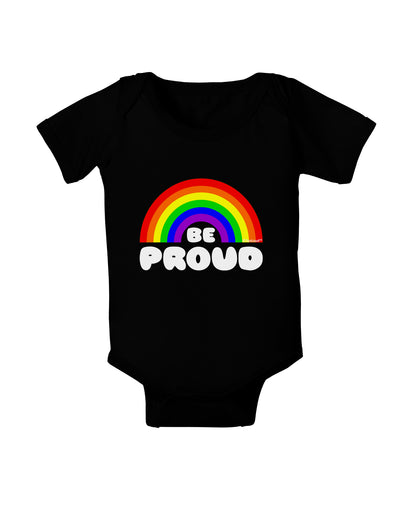 Rainbow - Be Proud Gay Pride Baby Bodysuit Dark by TooLoud-Baby Romper-TooLoud-Black-06-Months-Davson Sales