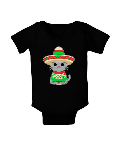 Cat with Sombrero and Poncho Baby Bodysuit Dark by TooLoud-Baby Romper-TooLoud-Black-06-Months-Davson Sales