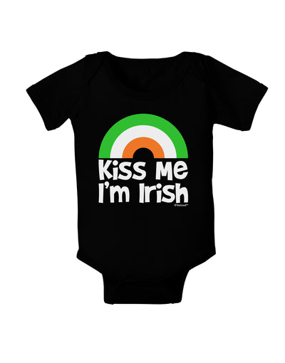 Irish Flag Rainbow - Kiss Me I'm Irish Baby Bodysuit Dark by TooLoud-Baby Romper-TooLoud-Black-06-Months-Davson Sales