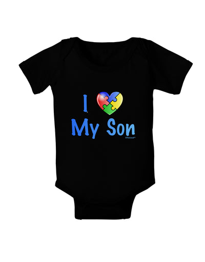 I Heart My Son - Autism Awareness Baby Bodysuit Dark by TooLoud-Baby Romper-TooLoud-Black-06-Months-Davson Sales