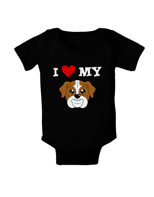 I Heart My - Cute Bulldog - Red Baby Bodysuit Dark by TooLoud-Baby Romper-TooLoud-Black-06-Months-Davson Sales