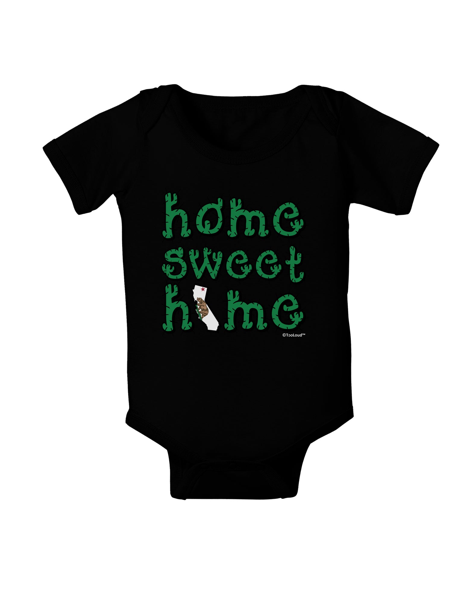 Home Sweet Home - California - Cactus and State Flag Baby Bodysuit Dark by TooLoud-Baby Romper-TooLoud-Black-06-Months-Davson Sales