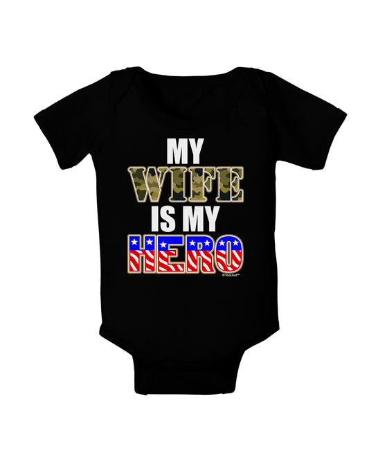 My Wife is My Hero - Armed Forces Baby Bodysuit Dark by TooLoud-Baby Romper-TooLoud-Black-06-Months-Davson Sales