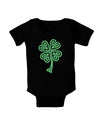3D Style Celtic Knot 4 Leaf Clover Baby Bodysuit Dark-Baby Romper-TooLoud-Black-06-Months-Davson Sales