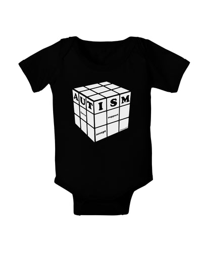 Autism Awareness - Cube B & W Baby Bodysuit Dark-Baby Romper-TooLoud-Black-06-Months-Davson Sales
