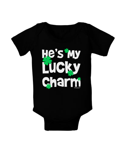 He's My Lucky Charm - Matching Couples Design Baby Bodysuit Dark by TooLoud-Baby Romper-TooLoud-Black-06-Months-Davson Sales