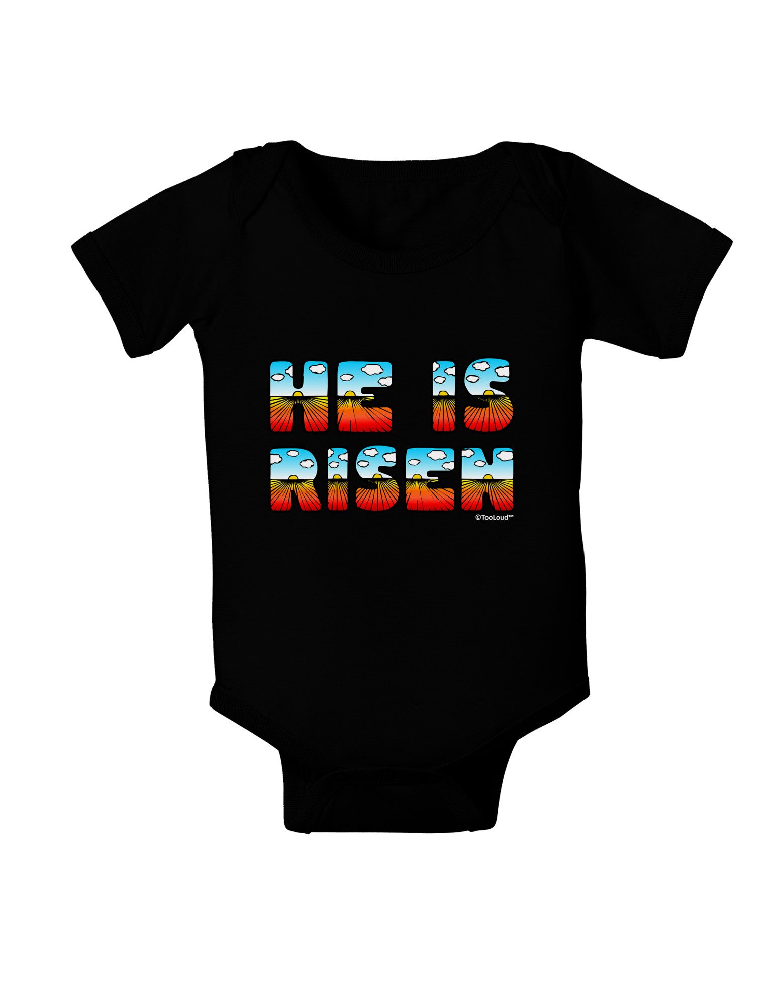 He Is Risen - Easter - Sunrise Letters Baby Bodysuit Dark-Baby Romper-TooLoud-Black-06-Months-Davson Sales