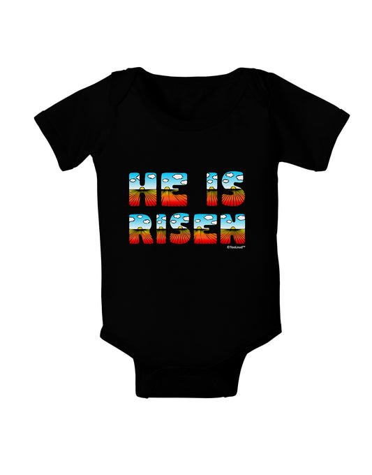 He Is Risen - Easter - Sunrise Letters Baby Bodysuit Dark-Baby Romper-TooLoud-Black-06-Months-Davson Sales