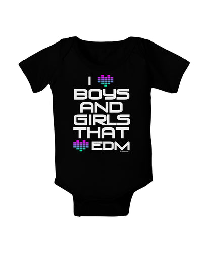 I Heart Boys and Girls That Heart EDM Baby Bodysuit Dark-Baby Romper-TooLoud-Black-06-Months-Davson Sales