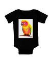 Sun Conure Parrot Watercolor Baby Bodysuit Dark-Baby Romper-TooLoud-Black-06-Months-Davson Sales