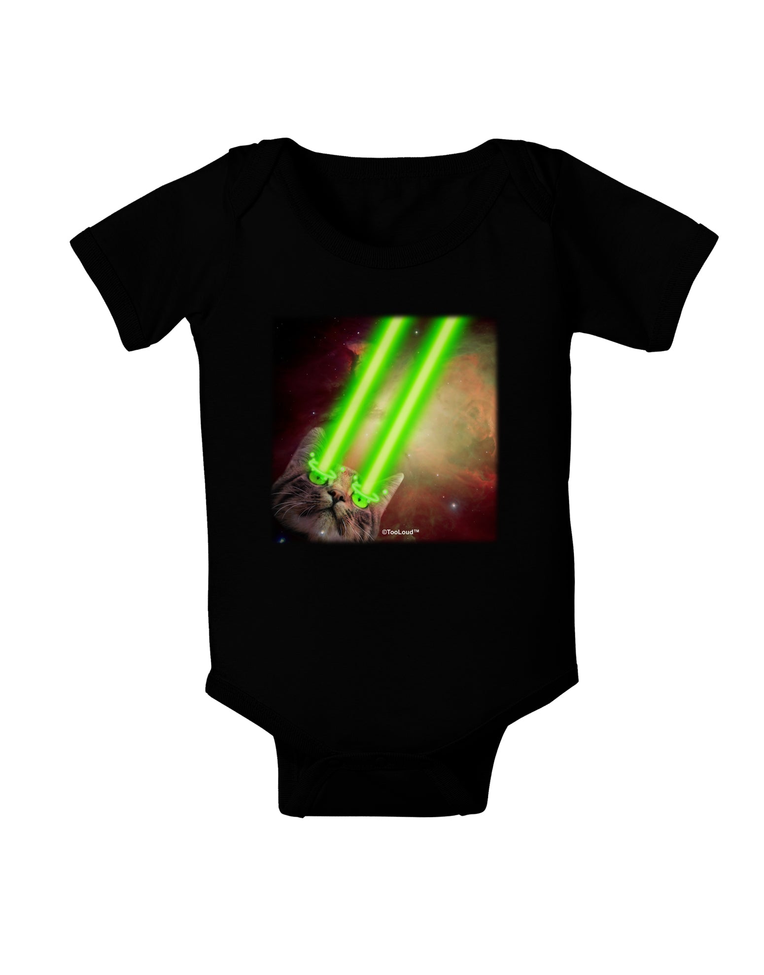 Laser Eyes Cat in Space Design Baby Bodysuit Dark by TooLoud-Baby Romper-TooLoud-Black-06-Months-Davson Sales