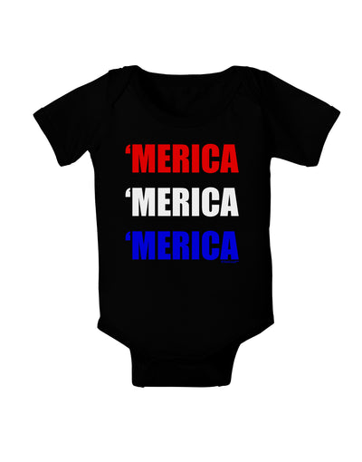 Merica Merica Merica - Red and Blue Baby Bodysuit Dark-Baby Romper-TooLoud-Black-06-Months-Davson Sales