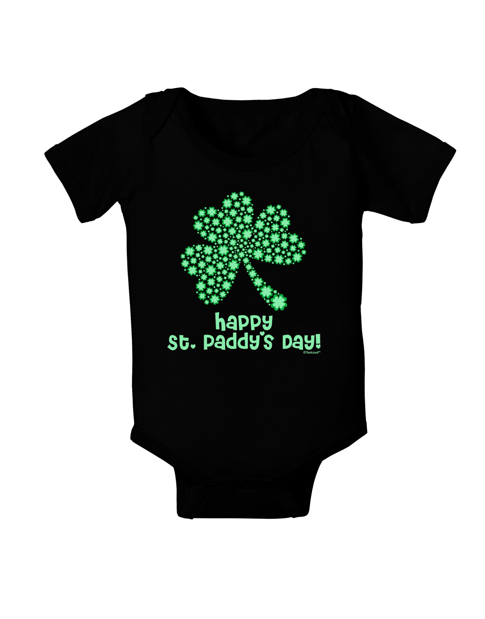 Happy St. Paddy's Day Shamrock Design Baby Bodysuit Dark by TooLoud-Baby Romper-TooLoud-Black-06-Months-Davson Sales
