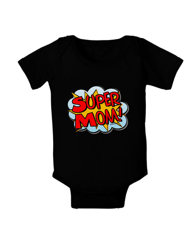 Super Mom - Superhero Comic Style Baby Bodysuit Dark-Baby Romper-TooLoud-Black-06-Months-Davson Sales
