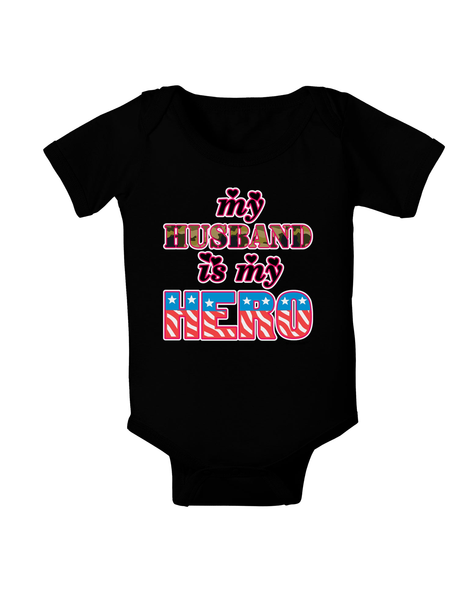 My Husband is My Hero - Armed Forces Baby Bodysuit Dark by TooLoud-Baby Romper-TooLoud-Black-06-Months-Davson Sales