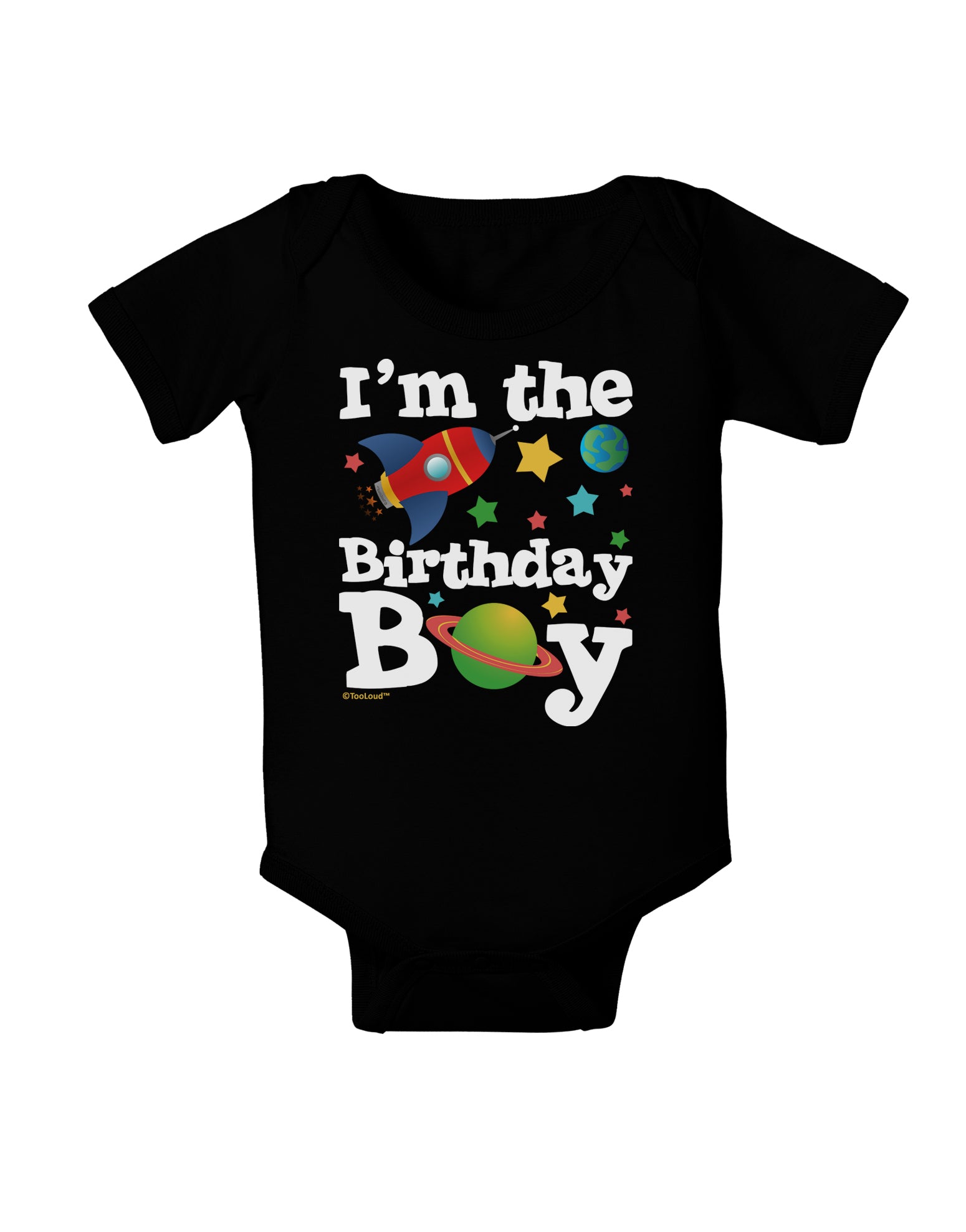 I'm the Birthday Boy - Outer Space Design Baby Bodysuit Dark by TooLoud-Baby Romper-TooLoud-Black-06-Months-Davson Sales