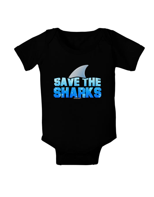 Save The Sharks - Fin Color Baby Bodysuit Dark by TooLoud-Baby Romper-TooLoud-Black-06-Months-Davson Sales
