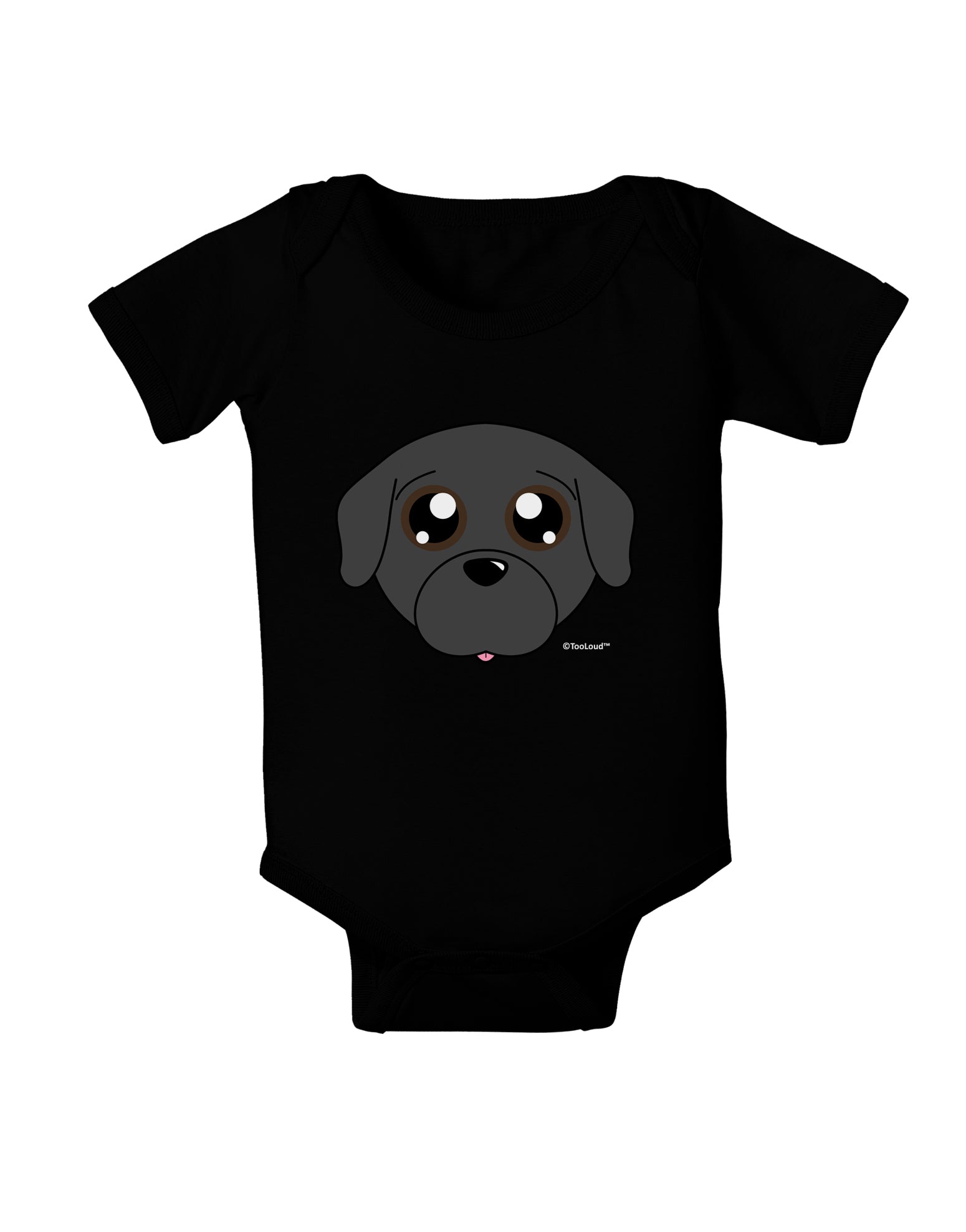 Cute Pug Dog - Black Baby Bodysuit Dark by TooLoud-Baby Romper-TooLoud-Black-06-Months-Davson Sales