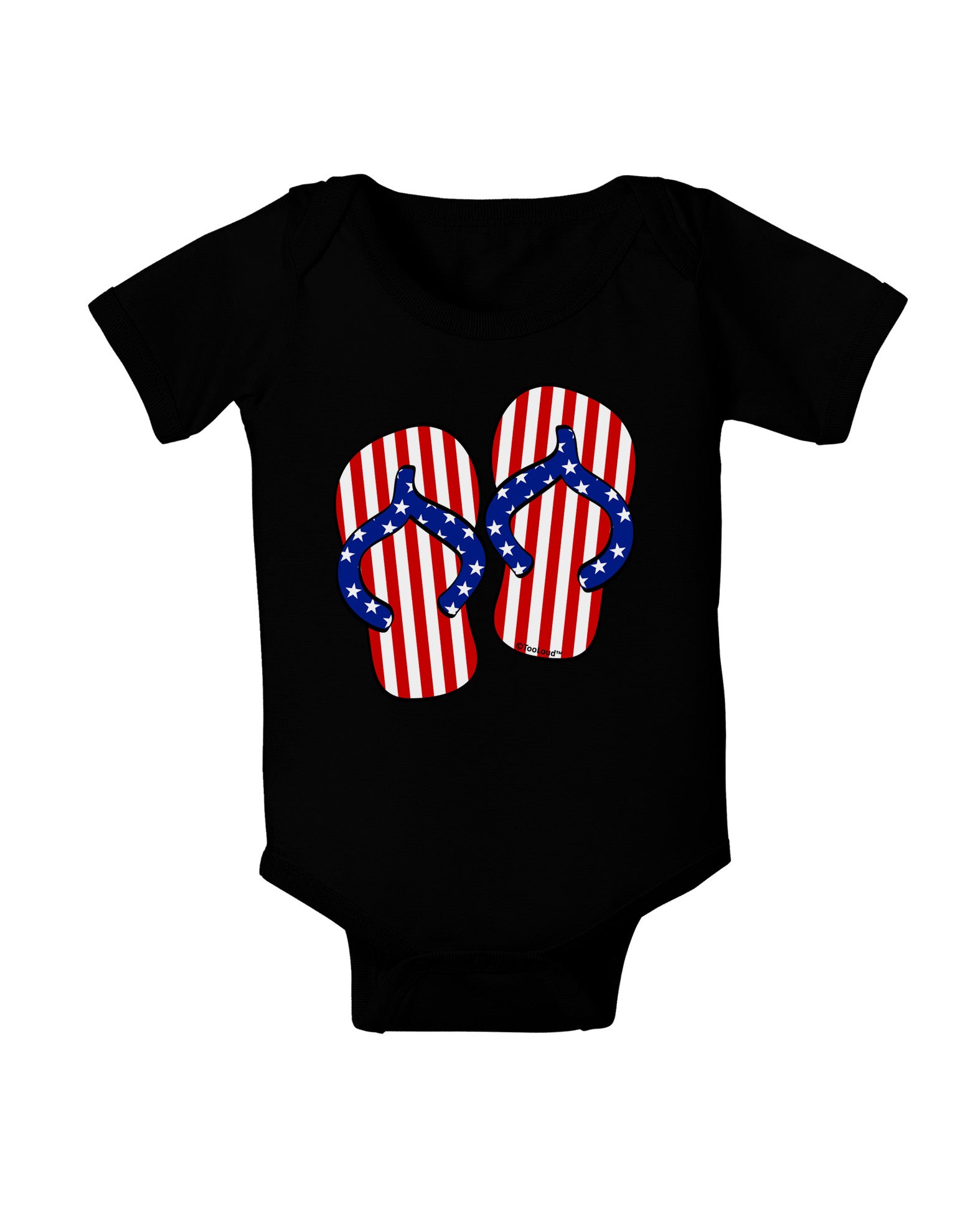 Stars and Stripes Flip Flops Baby Bodysuit Dark-Baby Romper-TooLoud-Black-06-Months-Davson Sales