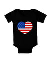 American Flag Heart Design Baby Bodysuit Dark by TooLoud-Baby Romper-TooLoud-Black-06-Months-Davson Sales