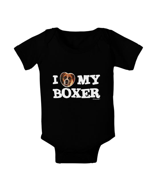 I Heart My Boxer Baby Bodysuit Dark by TooLoud-Baby Romper-TooLoud-Black-06-Months-Davson Sales