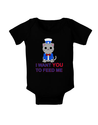 Patriotic Cat I Want You Baby Bodysuit Dark by TooLoud-Baby Romper-TooLoud-Black-06-Months-Davson Sales