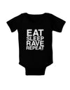 Eat Sleep Rave Repeat Baby Bodysuit Dark by TooLoud