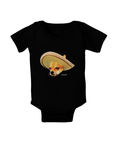 Chihuahua Dog with Sombrero - Patchwork Design Baby Bodysuit Dark by TooLoud-Baby Romper-TooLoud-Black-06-Months-Davson Sales