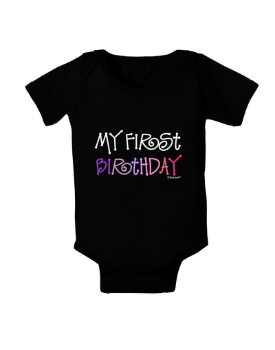 My First Birthday - Girl Baby Bodysuit Dark by TooLoud-Baby Romper-TooLoud-Black-06-Months-Davson Sales