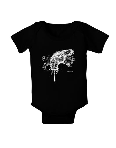 Artistic Ink Style Dinosaur Head Design Baby Bodysuit Dark by TooLoud-Baby Romper-TooLoud-Black-06-Months-Davson Sales