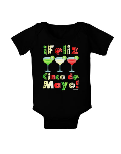 Margaritas - Mexican Flag Colors - Feliz Cinco de Mayo Baby Bodysuit Dark by TooLoud-Baby Romper-TooLoud-Black-06-Months-Davson Sales