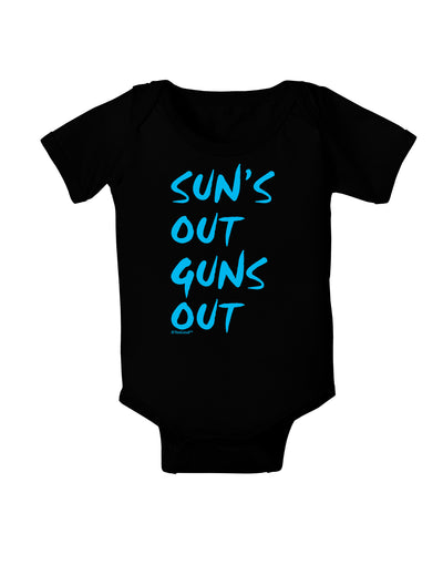 Suns Out Guns Out - Blue Baby Bodysuit Dark-Baby Romper-TooLoud-Black-06-Months-Davson Sales