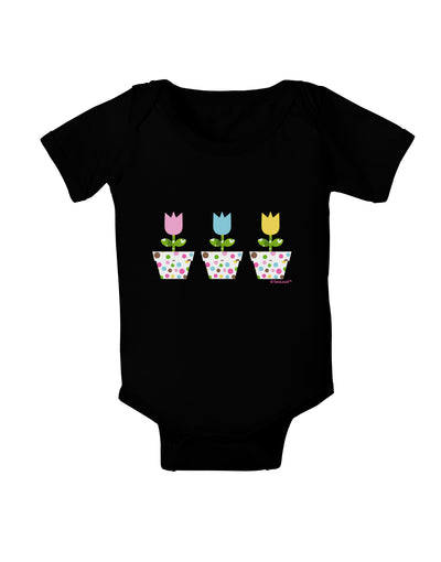 Three Easter Tulips Baby Bodysuit Dark by TooLoud-Baby Romper-TooLoud-Black-06-Months-Davson Sales