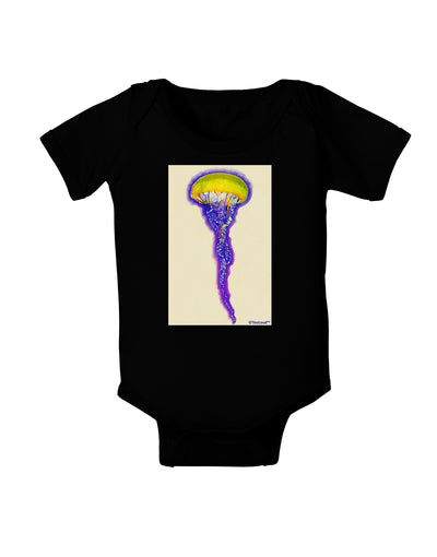 Jellyfish Outlined in Purple Watercolor Baby Bodysuit Dark-Baby Romper-TooLoud-Black-06-Months-Davson Sales