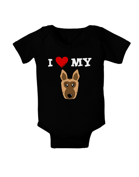 I Heart My - Cute German Shepherd Dog Baby Bodysuit Dark by TooLoud-Baby Romper-TooLoud-Black-06-Months-Davson Sales