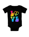 Peace and Love - Peace Heart Love Baby Bodysuit Dark-Baby Romper-TooLoud-Black-06-Months-Davson Sales