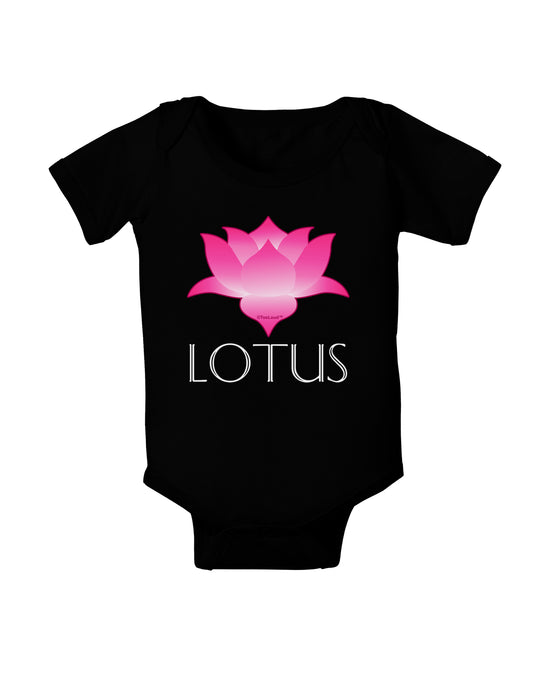 Lotus Flower Design Gradient - Text Baby Bodysuit Dark by TooLoud-Baby Romper-TooLoud-Black-06-Months-Davson Sales