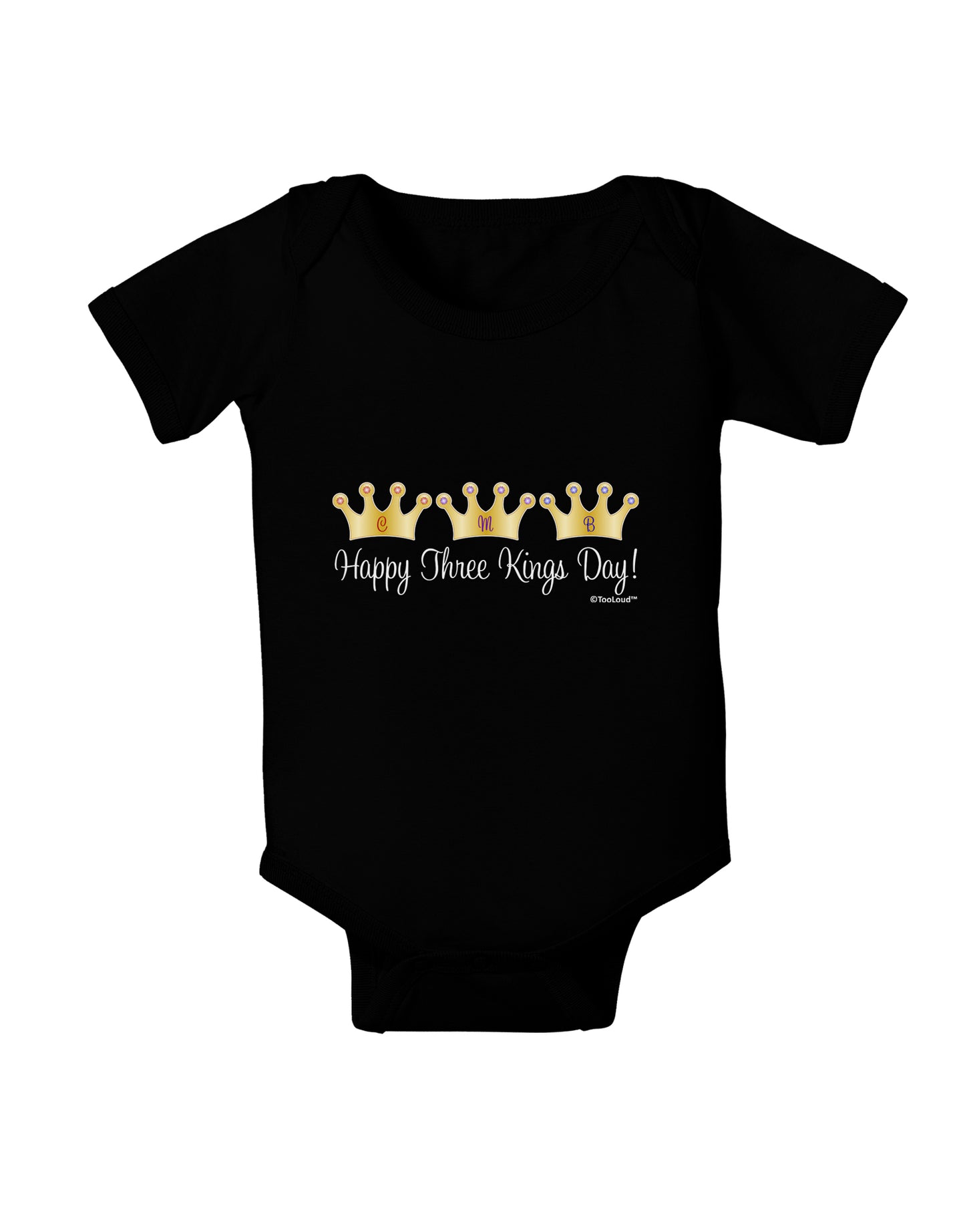 Happy Three Kings Day - 3 Crowns Baby Bodysuit Dark by TooLoud-Baby Romper-TooLoud-Black-06-Months-Davson Sales