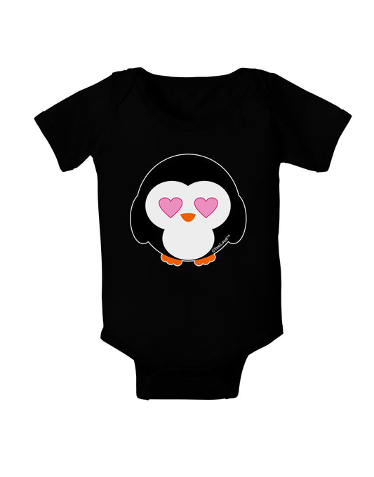 Cute Penguin - Heart Eyes Baby Bodysuit Dark by TooLoud-Baby Romper-TooLoud-Black-06-Months-Davson Sales
