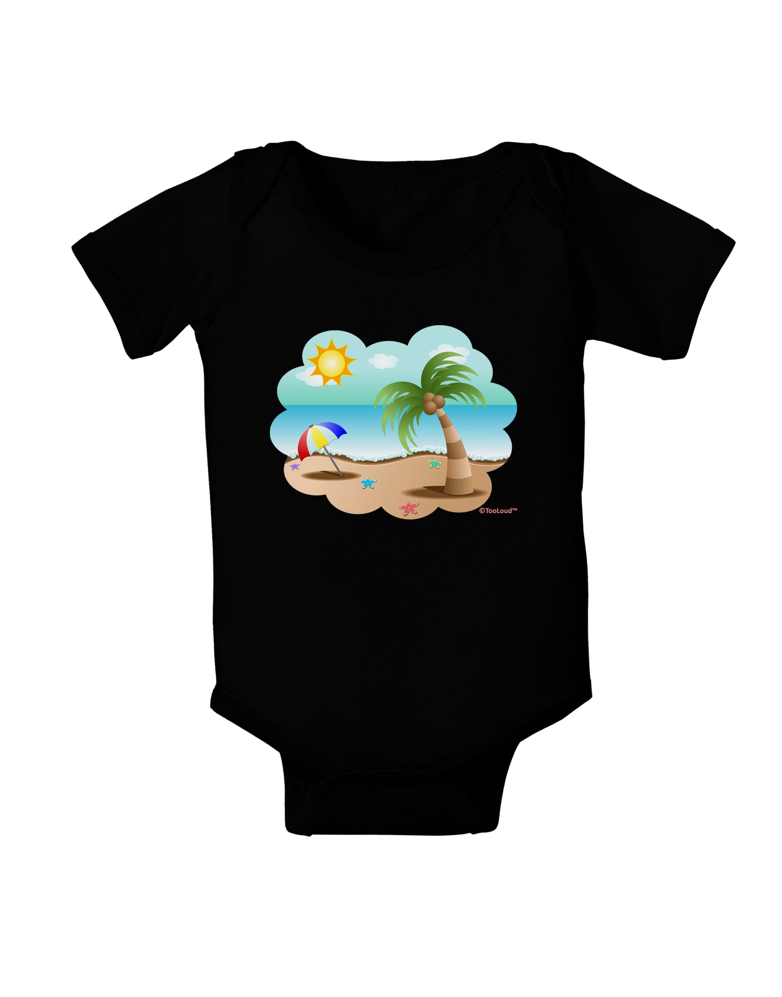 Fun Summer Beach Scene Baby Bodysuit Dark by TooLoud-Baby Romper-TooLoud-Black-06-Months-Davson Sales