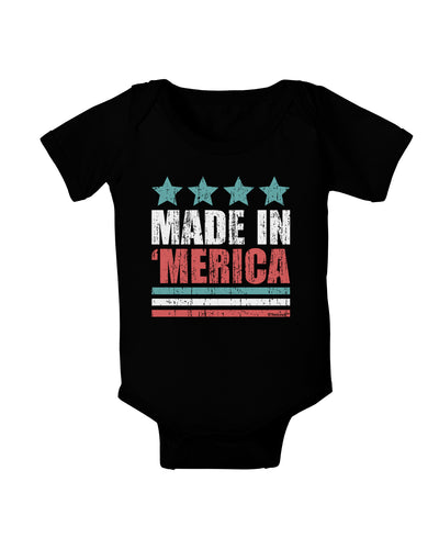 Made in Merica - Stars and Stripes Color Design Baby Bodysuit Dark-Baby Romper-TooLoud-Black-06-Months-Davson Sales