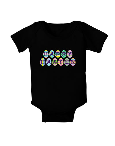 Easter Eggs Happy Easter Baby Bodysuit Dark-Baby Romper-TooLoud-Black-06-Months-Davson Sales