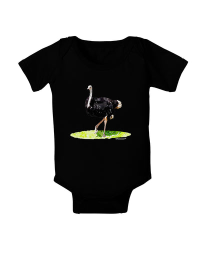 Ostrich Watercolor Baby Bodysuit Dark-Baby Romper-TooLoud-Black-06-Months-Davson Sales