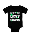 She's My Lucky Charm - Matching Couples Design Baby Bodysuit Dark by TooLoud-Baby Romper-TooLoud-Black-06-Months-Davson Sales