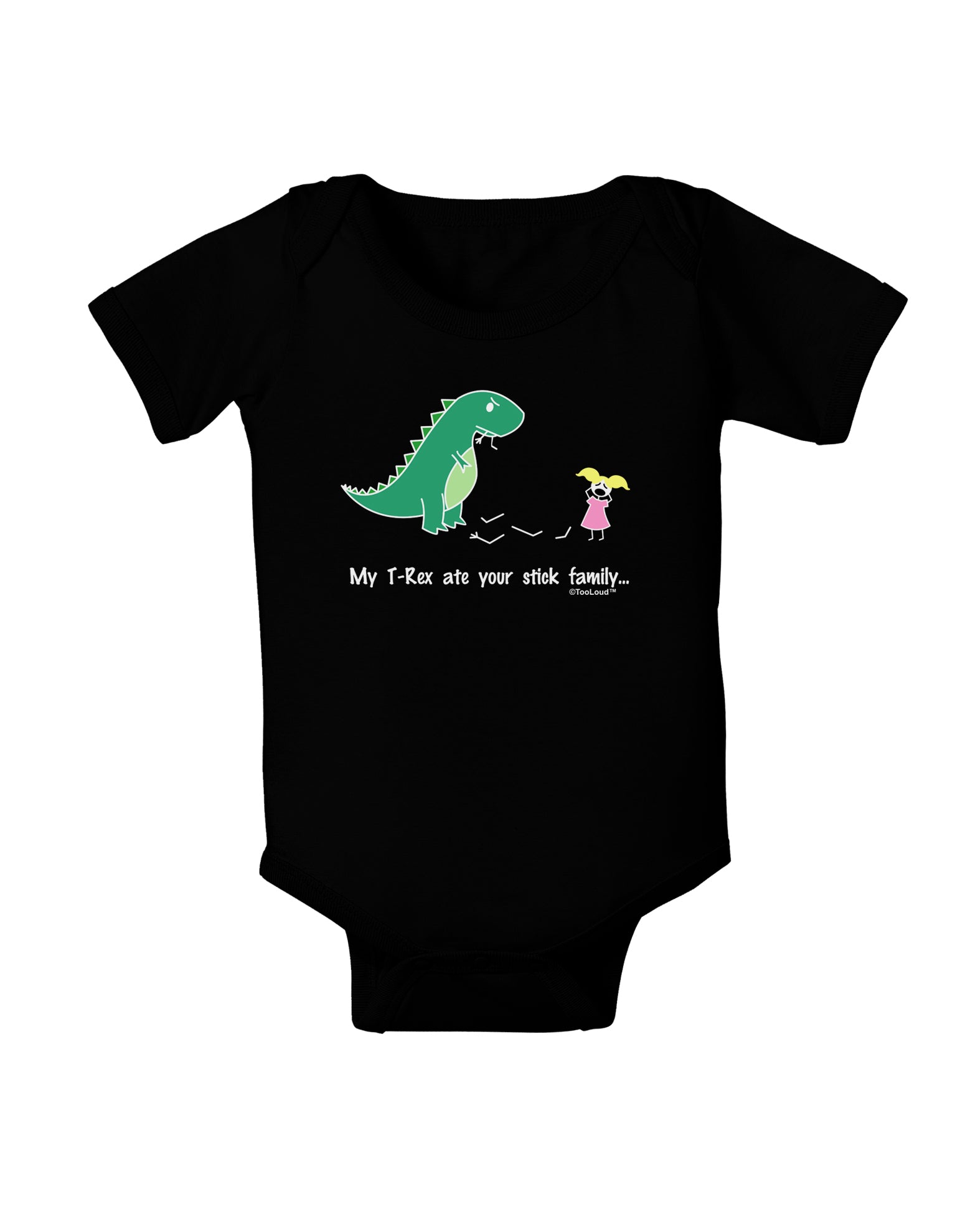 My T-Rex Ate Your Stick Family - Color Baby Bodysuit Dark by TooLoud-Baby Romper-TooLoud-Black-06-Months-Davson Sales