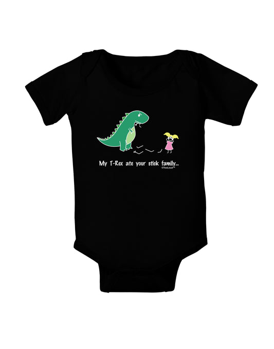 My T-Rex Ate Your Stick Family - Color Baby Bodysuit Dark by TooLoud-Baby Romper-TooLoud-Black-06-Months-Davson Sales