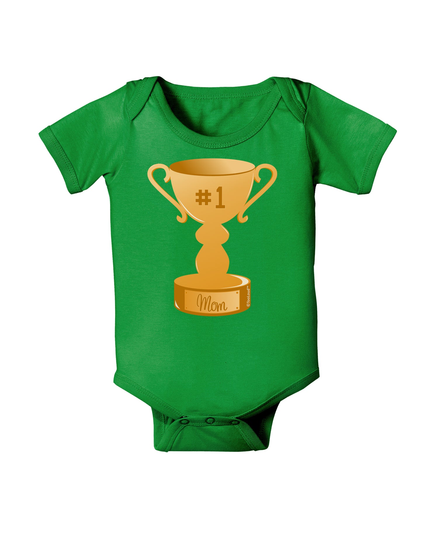 Number One Mom Trophy Baby Bodysuit Dark by TooLoud-Baby Romper-TooLoud-Clover-Green-06-Months-Davson Sales